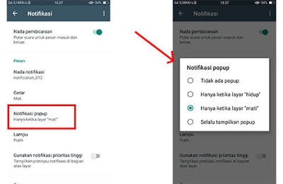 setelan notifikasi popup