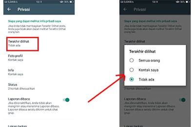 cara menghilangkan status online di whatsapp