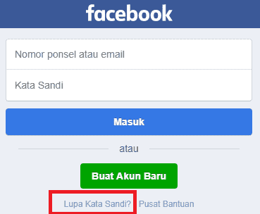 lupa kata sandi facebook