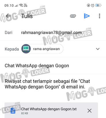 kirim email dari backup chat wa