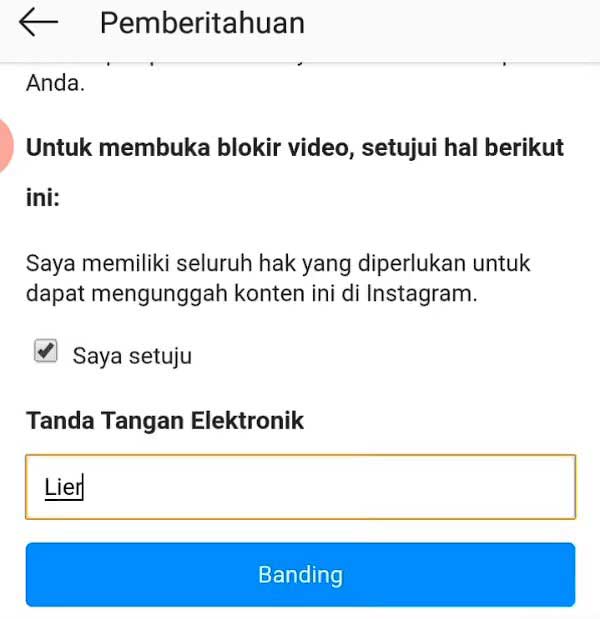 Menyetujui Banding Copyright Ig